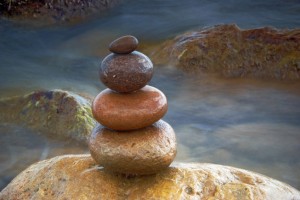 Pebble stack on the stone